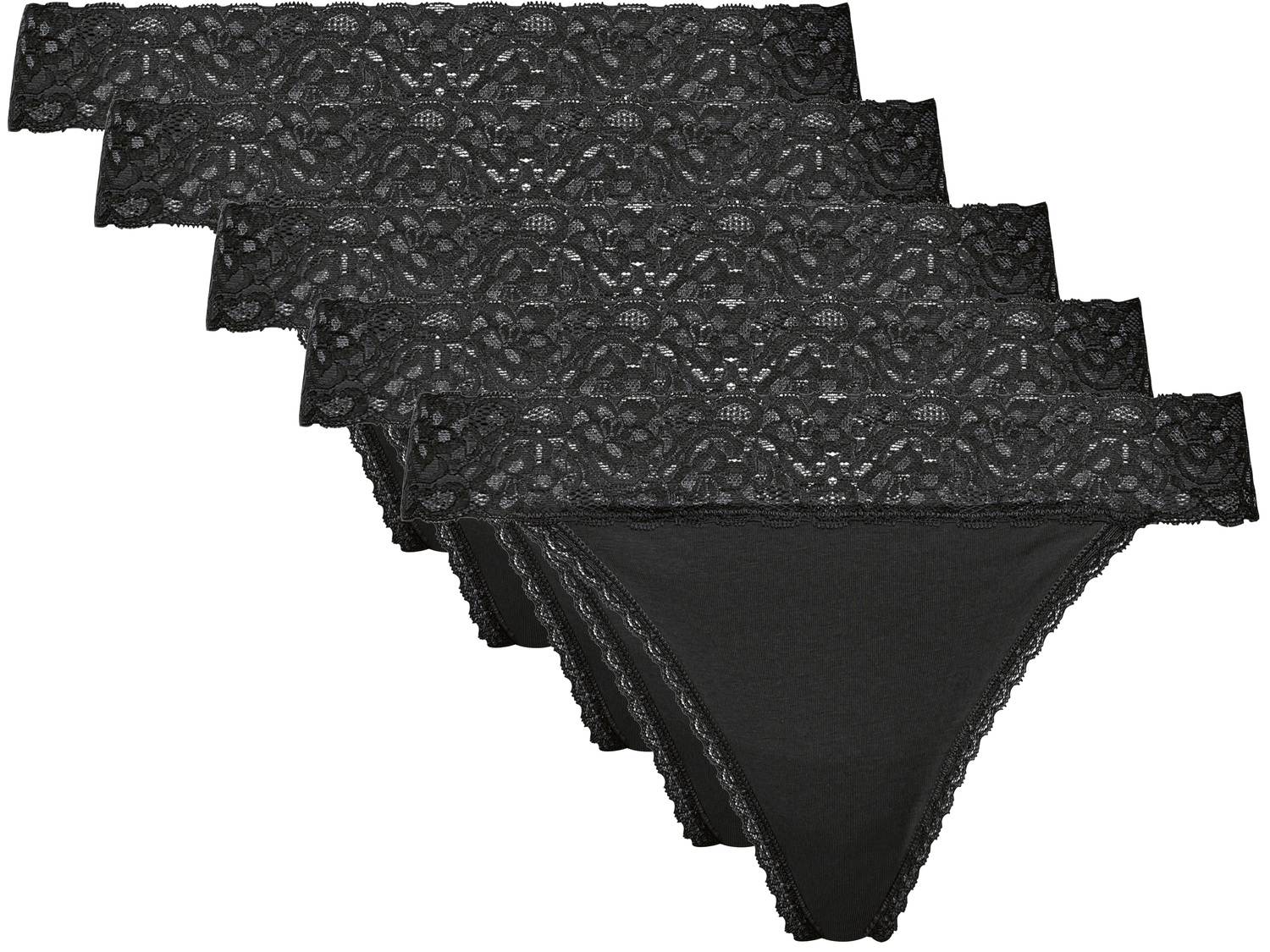 Perizoma da donna con pizzo Esmara, prezzo 8.99 €
5 pezzi - Misure: S-L
Taglie ...