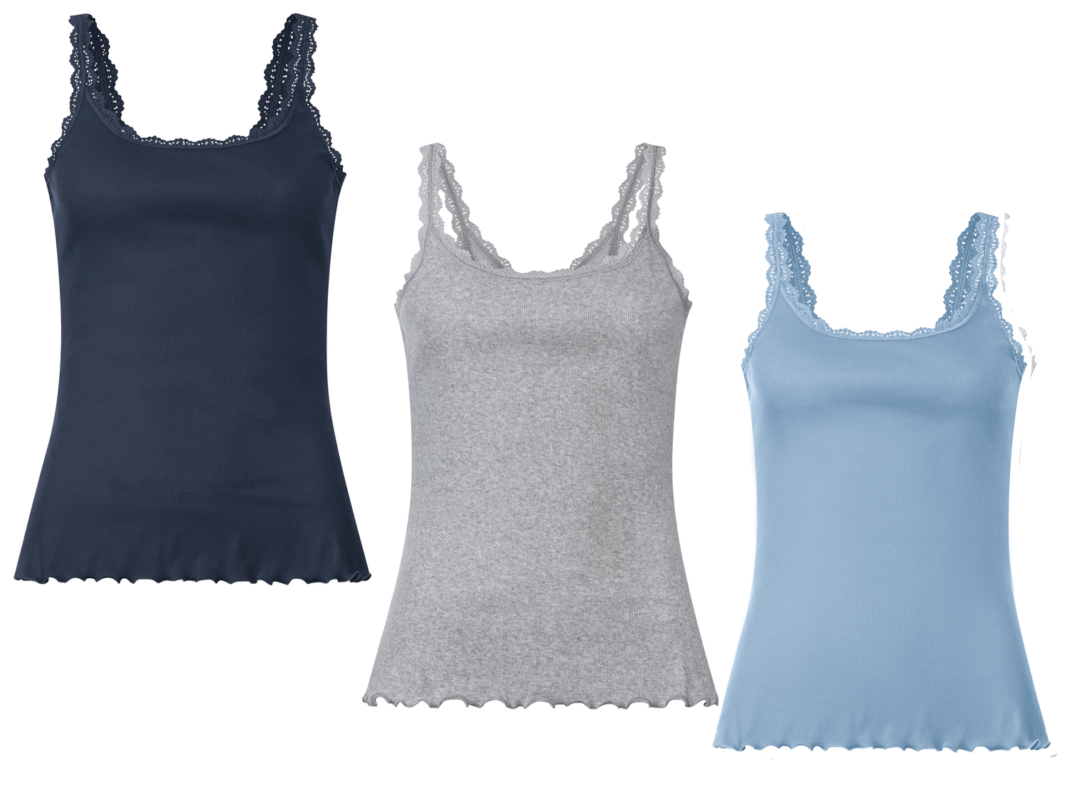 Canotta da donna con pizzo Esmara, prezzo 9.99 &#8364; 
3 pezzi - Misure: S-L
Taglie ...