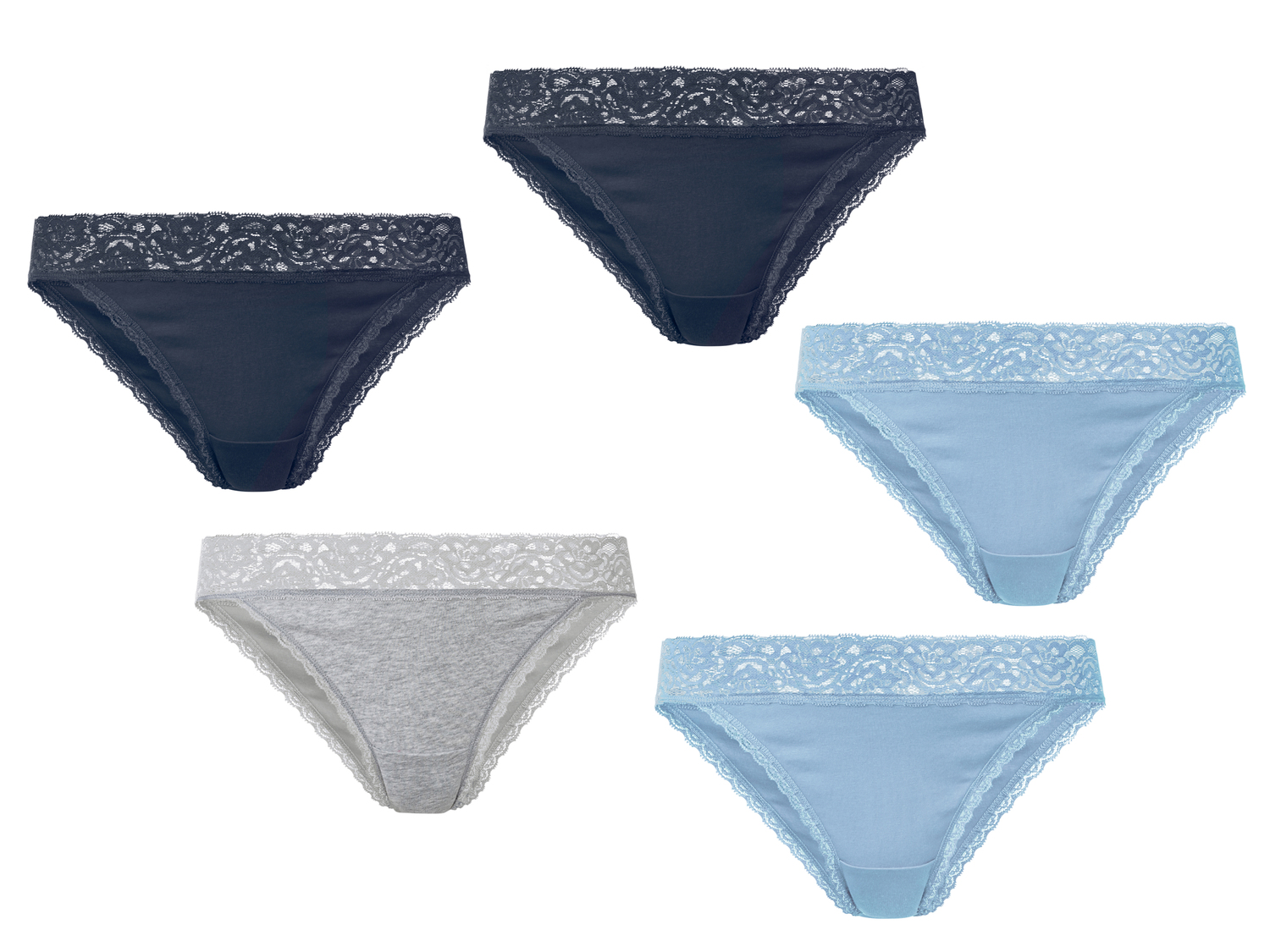 Minislip da donna con pizzo Prezzo-lidl, prezzo 7.99 €
5 pezzi - Misure: ...