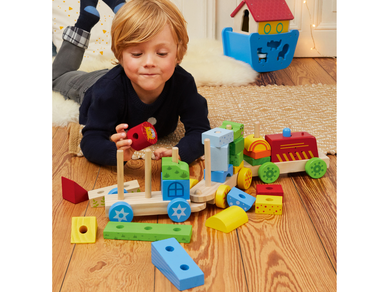 Pista per biglie, arca di Noè o trenino con costruzioni in legno Playtive Junior, ...