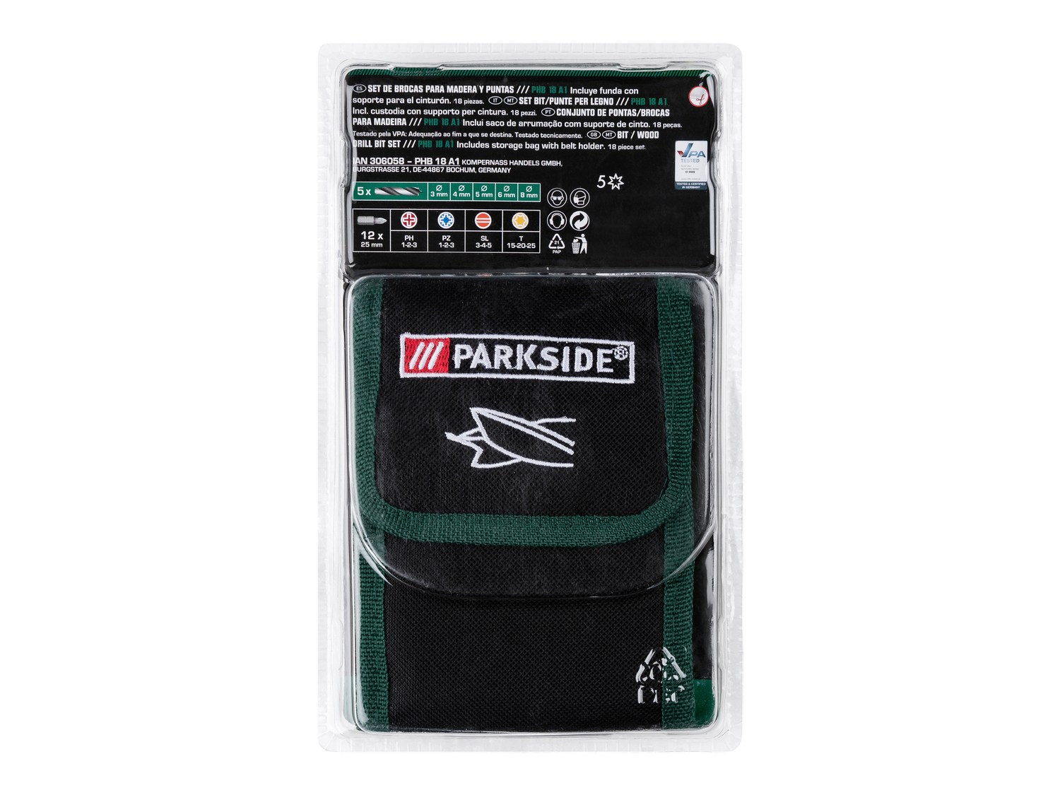 Set bit e bussole Parkside, prezzo 7.99 €
18 pezzi
- Inclusa custodia ...