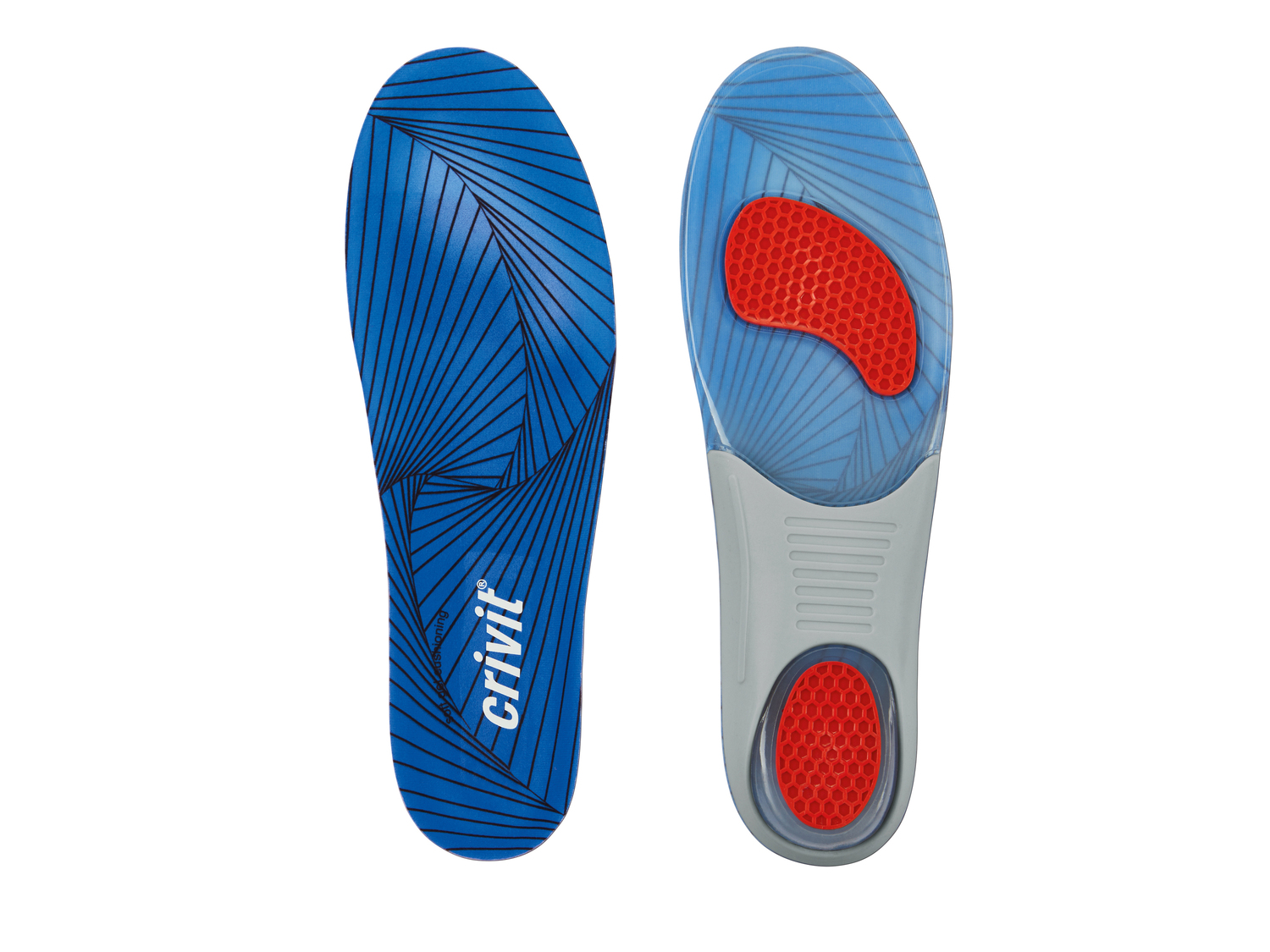 Solette anatomiche Crivit, prezzo 3.99 €
Misure: 36-45
- Stabilizza il tallone ...