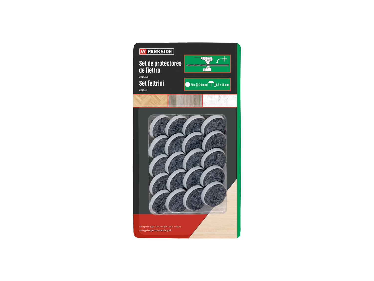 Set feltrini o pad protettivi Parkside, prezzo 1.99 €
Caratteristiche