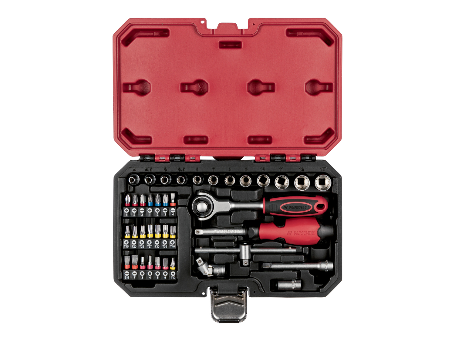 Set chiavi a cricco Parkside, prezzo 19.99 €
37 o 39 pezzi
- Cricchetto ergonomico ...