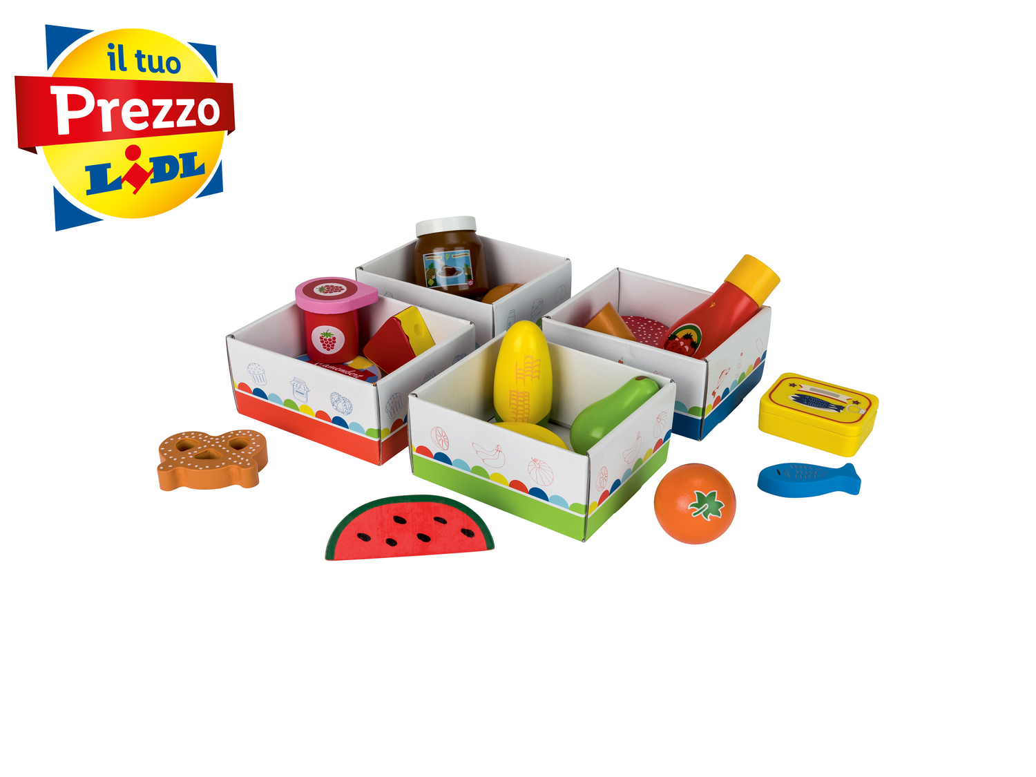 Gioco cassa, bilancia, gelateria, set alzata o cassetta alimentare in legno Playtive, ...