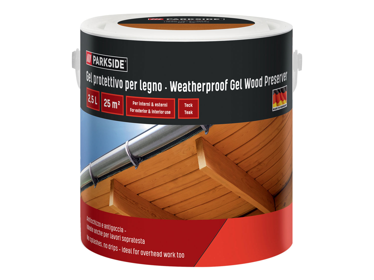 Gel protettivo per legno Parkside, prezzo 9.99 €
2,5 L
- Color Teak, ...