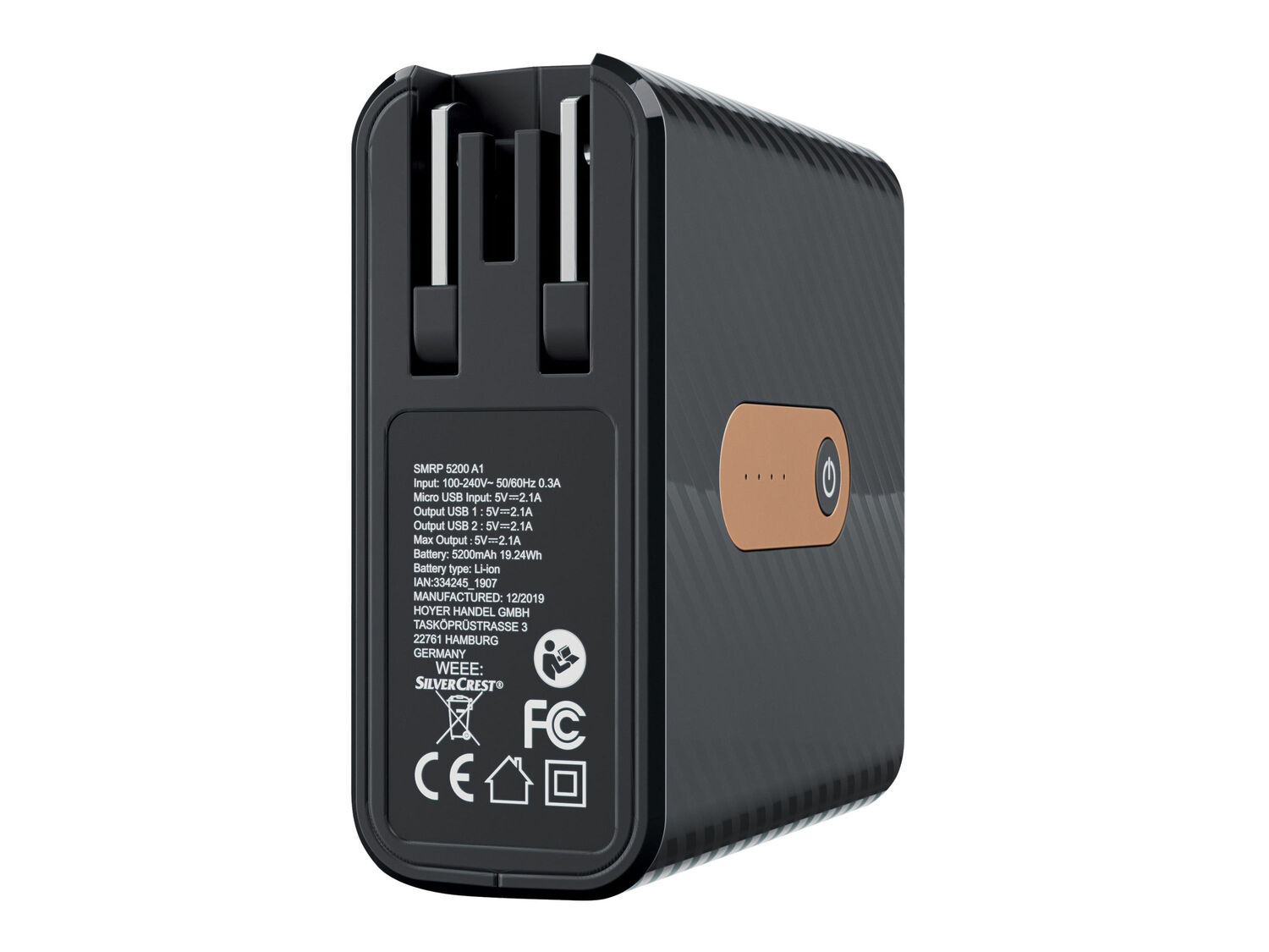 Caricabatterie da viaggio con powerbank Silvercrest SMRP 5200 A1, prezzo 17.99 € ...