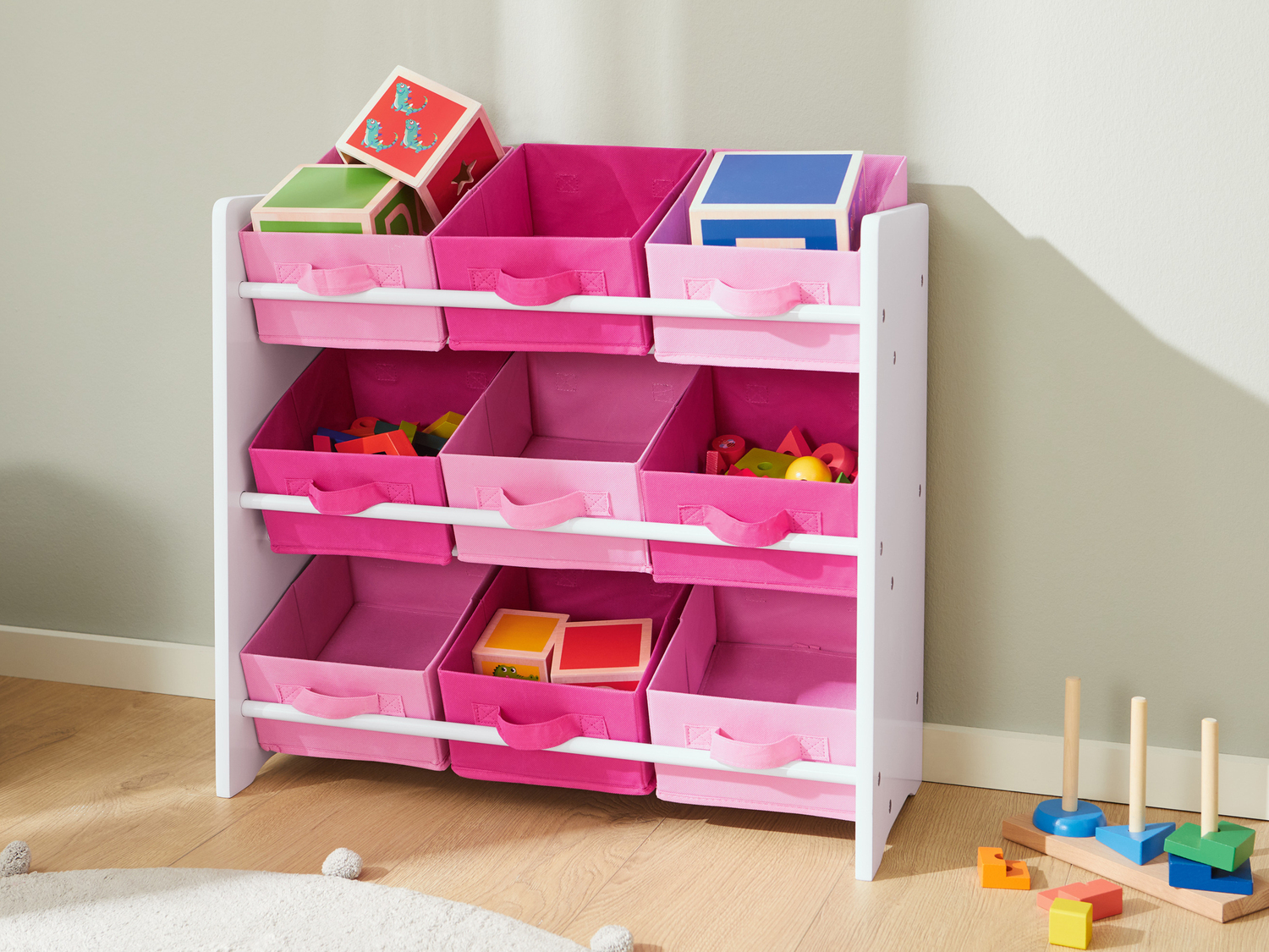 Scaffale portaoggetti per bambini Livarno, prezzo 29.99 &#8364; 
- 9 scatole ...