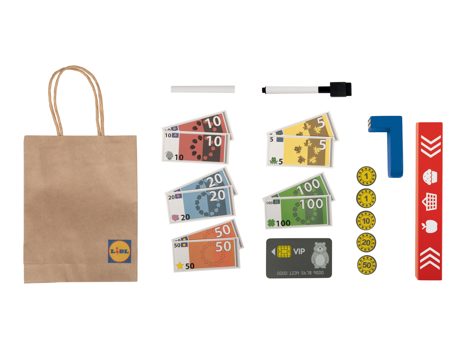 Supermercato Lidl in legno Playtive, prezzo 39.00 €
- Cassa con funzione ...