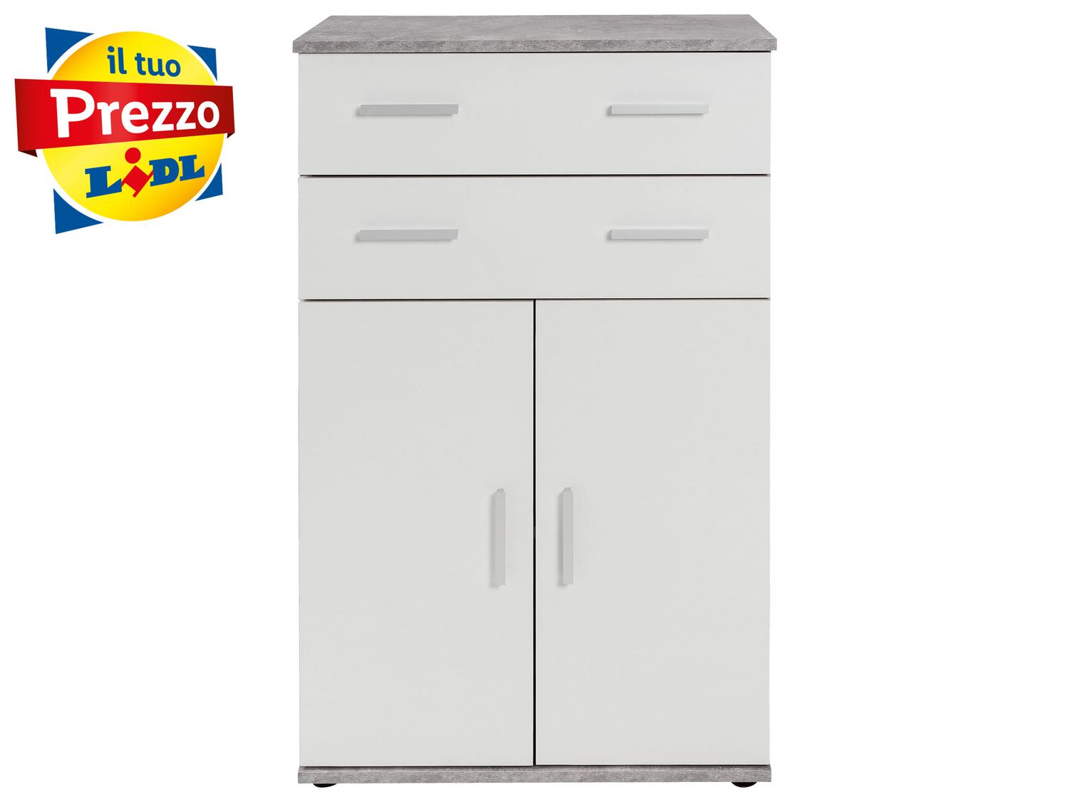 Mobiletto 2 cassetti e 2 ante Livarno Living, prezzo 39.99 €
Bianco o legno ...