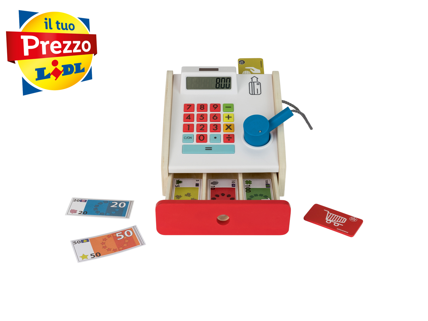 Gioco cassa, bilancia, gelateria, set alzata o cassetta alimentare in legno Playtive, ...