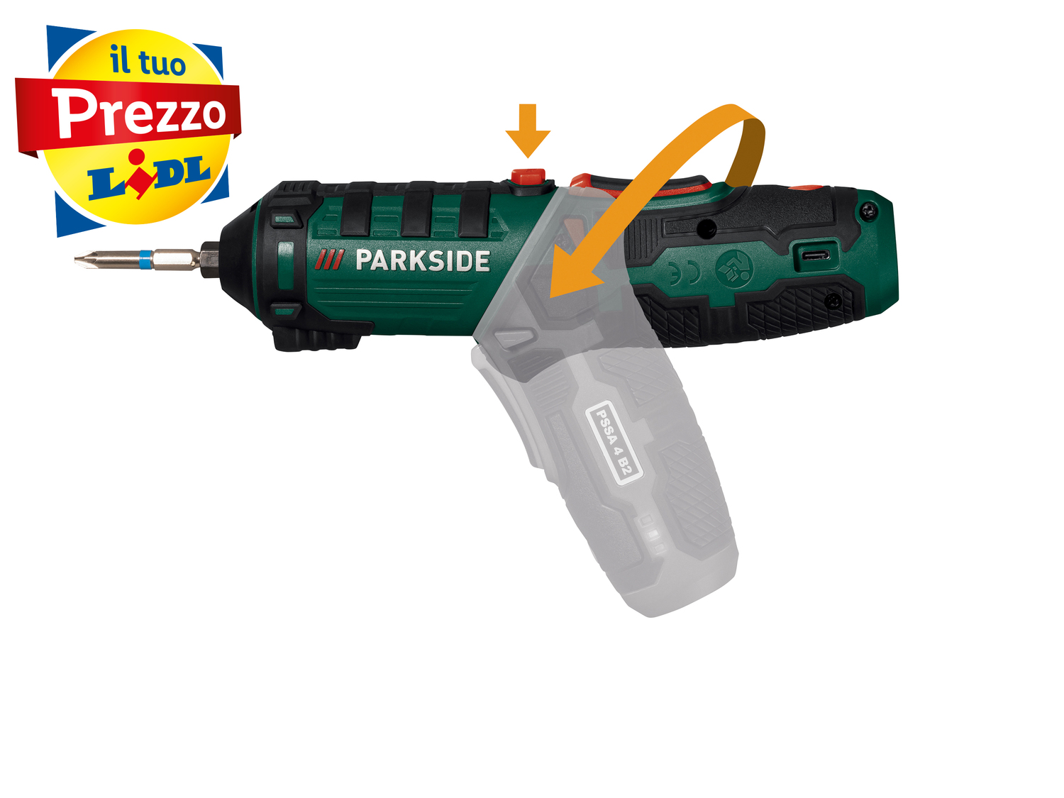 Avvitatore ricaricabile con impugnatura girevole Parkside PSSA 4 B2, prezzo 14.99 ...