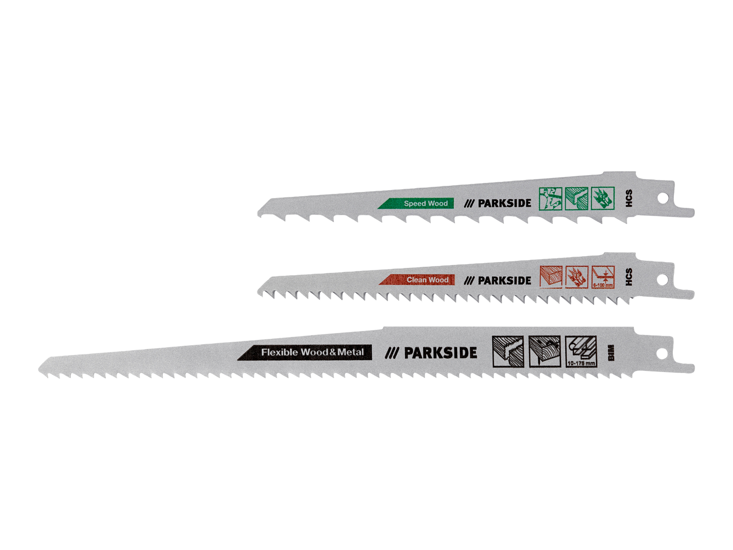 Set lame per seghetto ricaricabile Parkside, prezzo 3.99 € 
3 pezzi 
- Per legno, ...