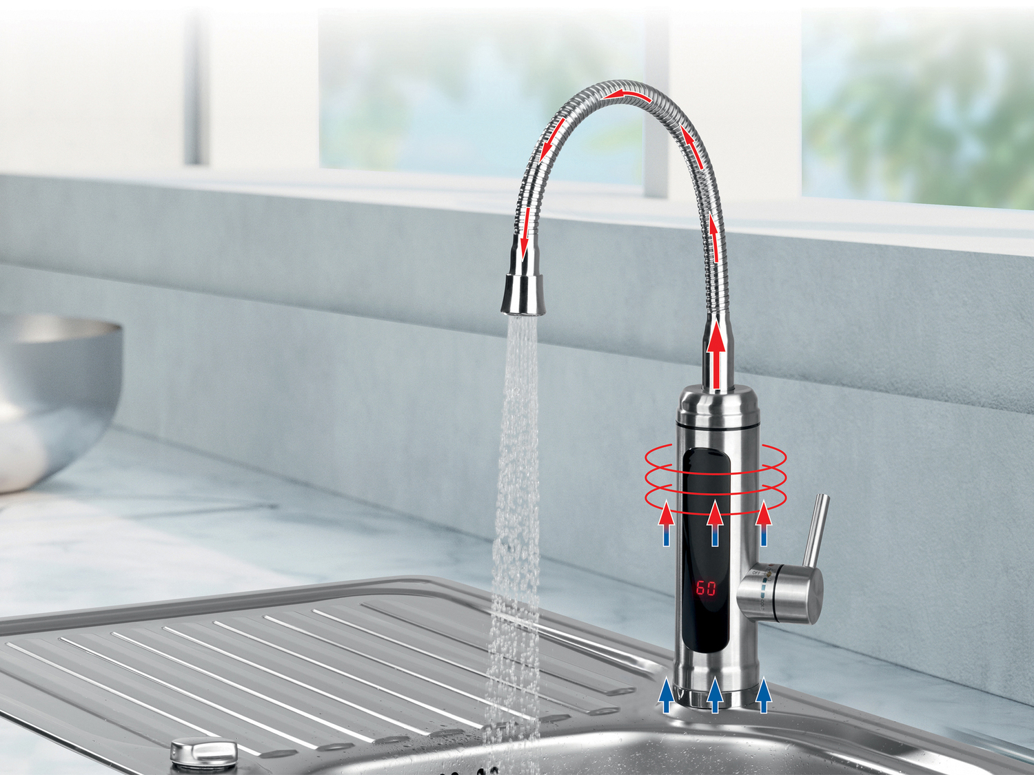 Rubinetto elettrico Easymaxx, prezzo 39.99 €
- Acqua subito calda utilizzando ...