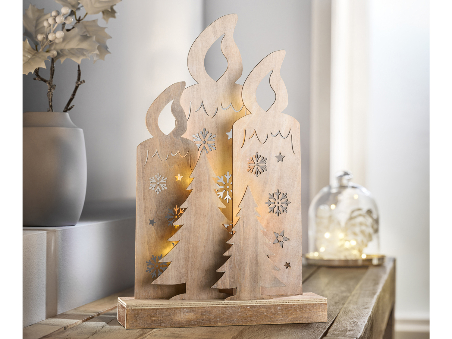 Decorazioni in legno con LED Melinera, le prix 9.99 €
- Funzionamento ...