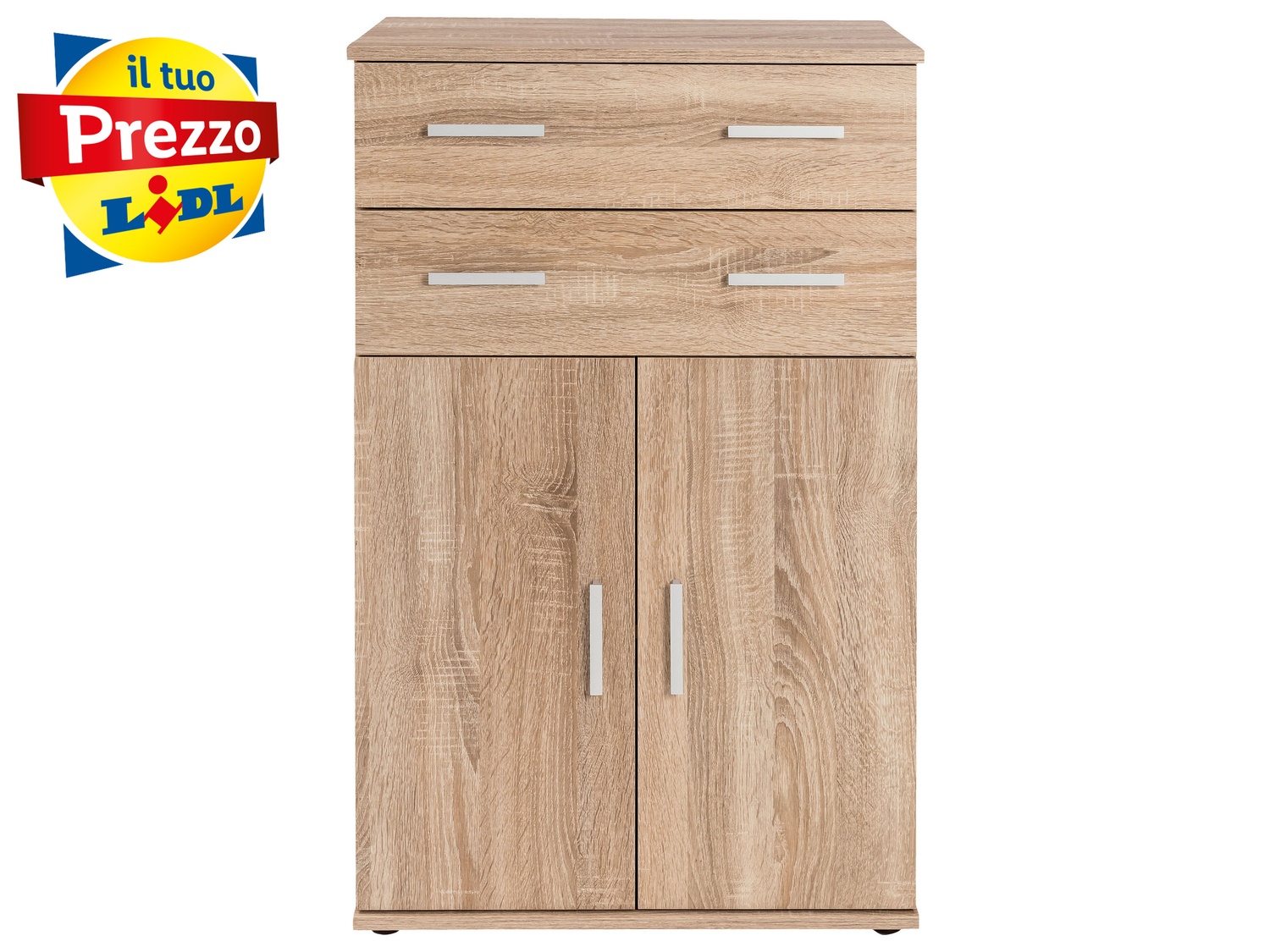 Mobiletto 2 cassetti e 2 ante Livarno Living, prezzo 39.99 €
Bianco o legno ...