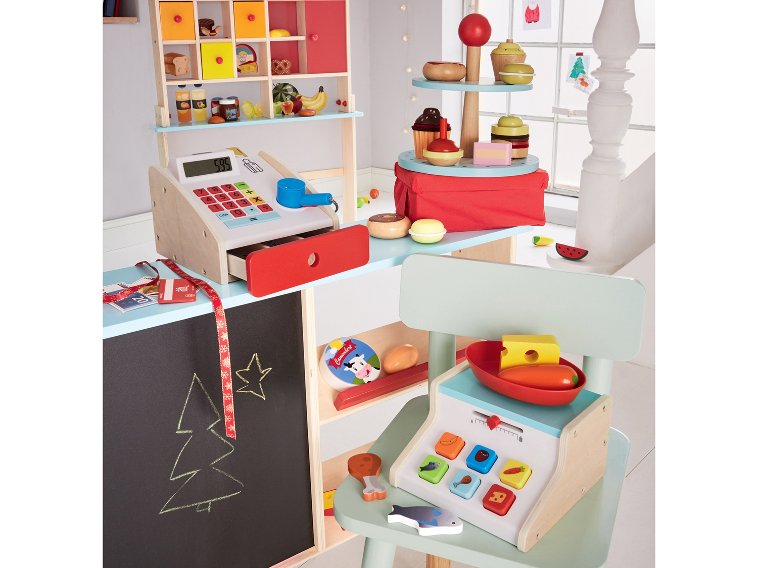 Gioco cassa, bilancia, gelateria, set alzata o cassetta alimentare in legno Playtive, ...