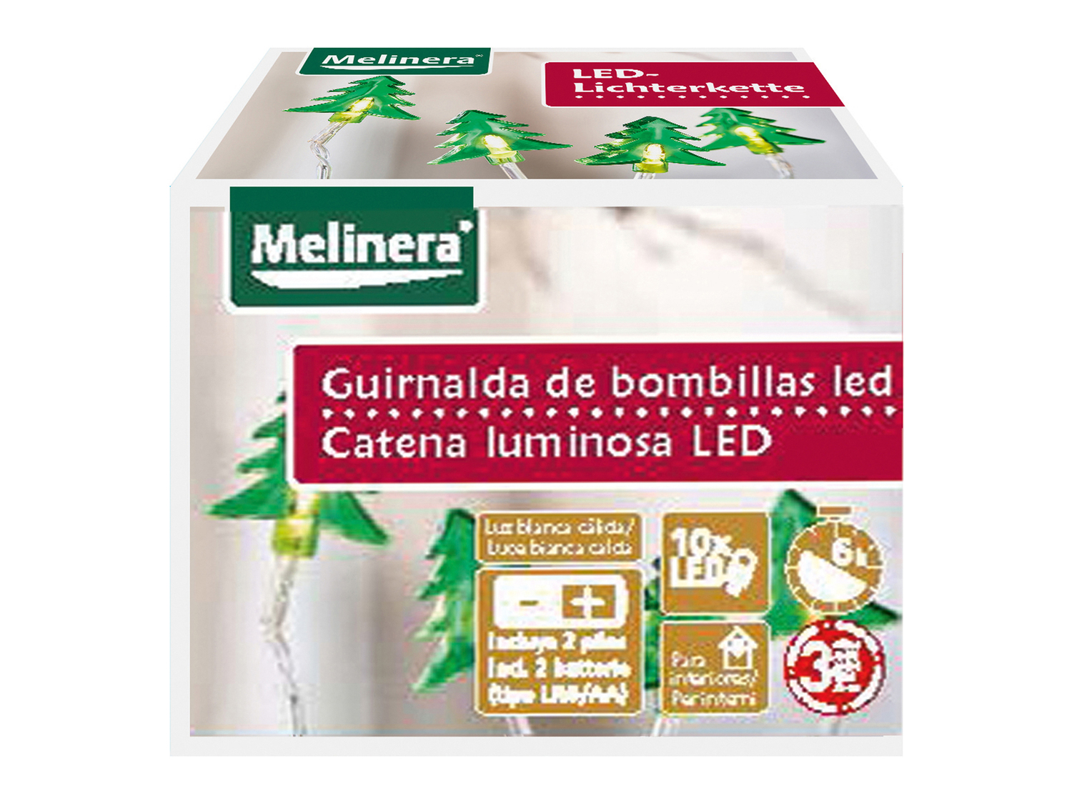Catena luminosa LED Melinera, le prix 2.99 €
- Funzionamento a batteria ...