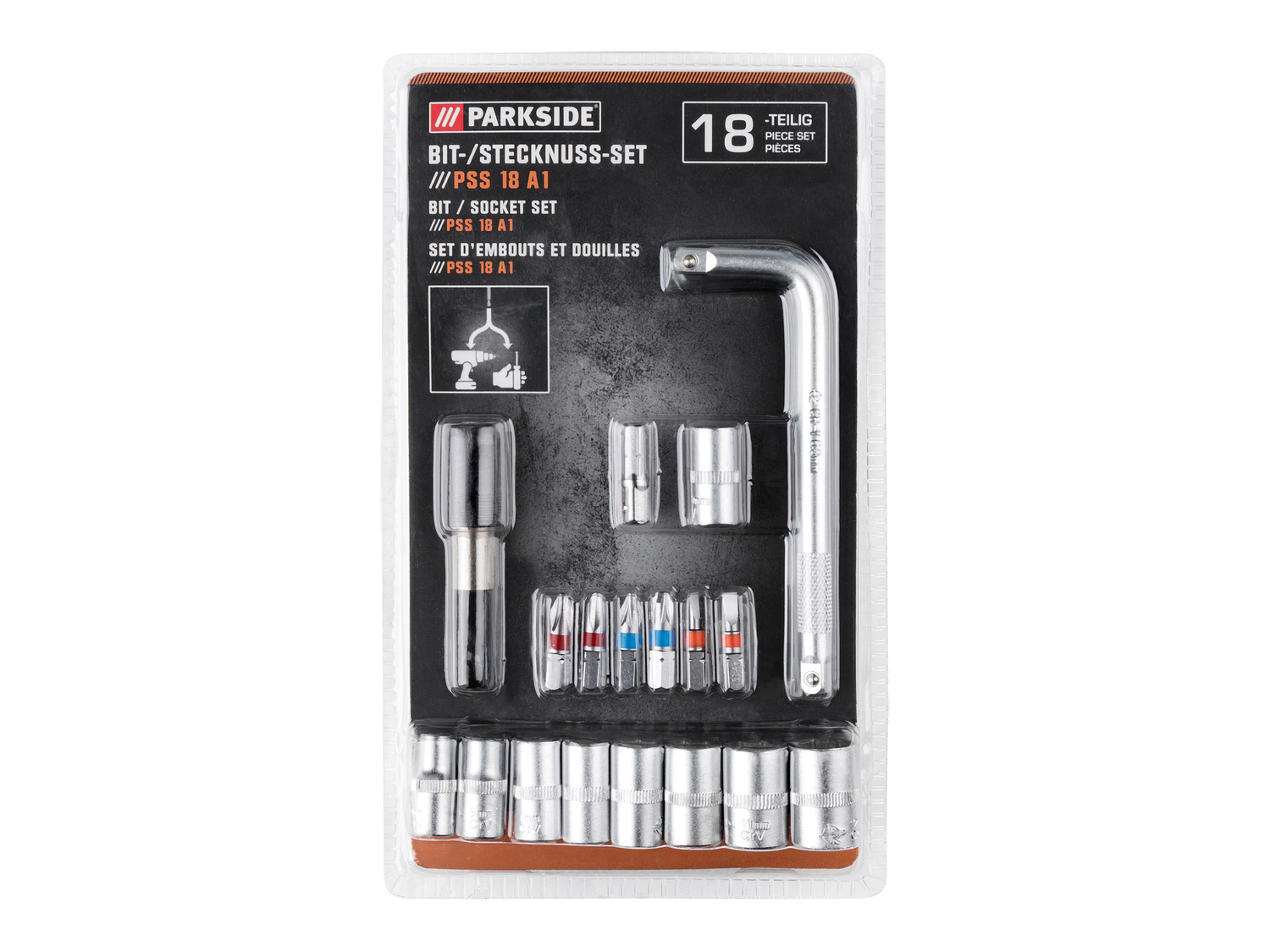 Set bit e bussole Parkside, prezzo 7.99 €
18 pezzi
- Inclusa custodia ...