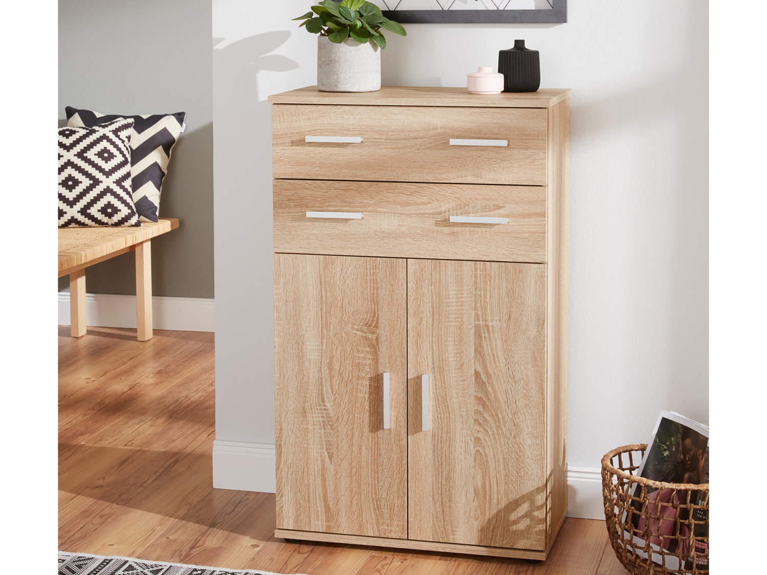 Mobiletto 2 cassetti e 2 ante Livarno Living, prezzo 39.99 €
Bianco o legno ...